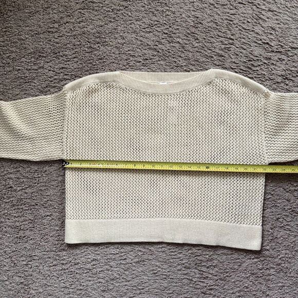 Old Navy Women Sweater PM Beige Boat-Neck Open-Stitch Long Sleeve #664082 NWT - Picture 7 of 10